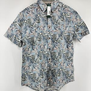 Report Collection Men’s Medium‎ Green Tropical Print Linen Sport Shirt NWOT